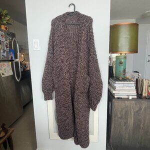Etsy Oversized Maxi Knit Sweater with Pockets Brown Size 0/S